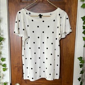 ANN TAYLOR Polka Dot Black Ivory